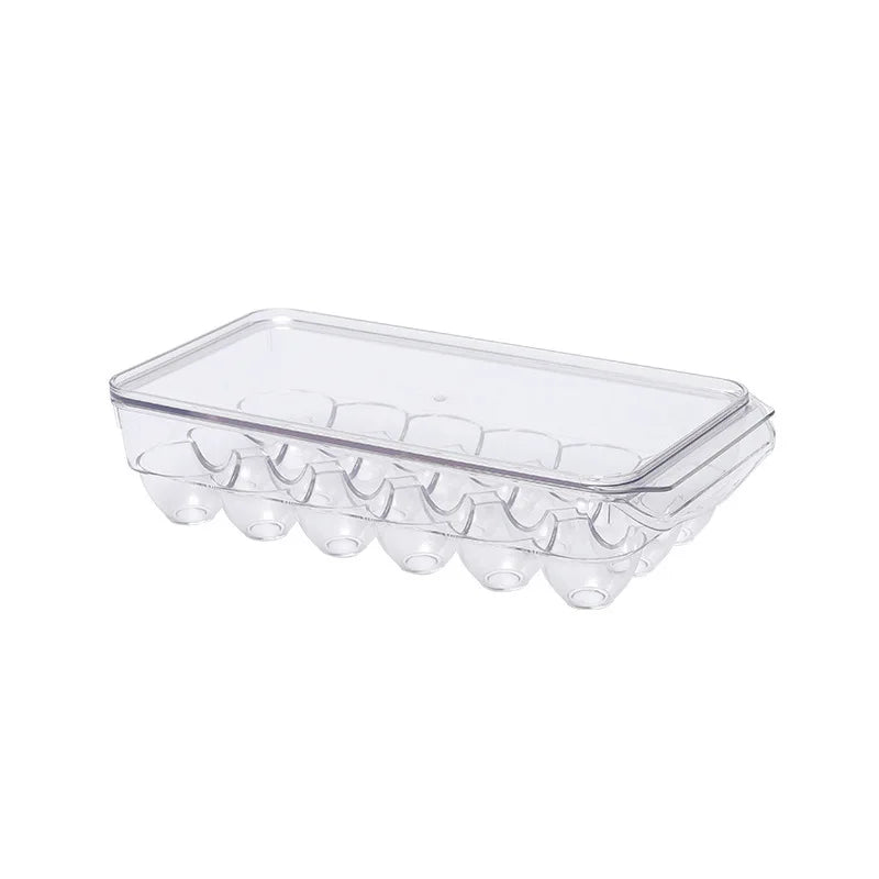 18 Egg Container With Lid Plastic Covered Egg Tray Holder Stackable Home Egg Container for Refrigerator
