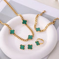 BJG0078S Four-leaf Clover Stainless Steel Necklace Tassel Jewelry Set for Women for Wedding Party Engagement
