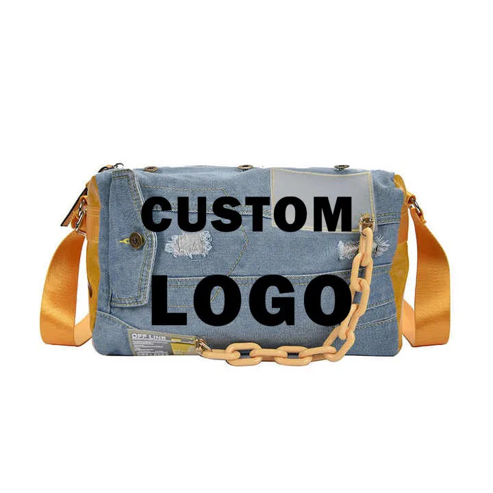 Custom logo New Fashion Canvas Women Messenger Bags Women Denim Handbags