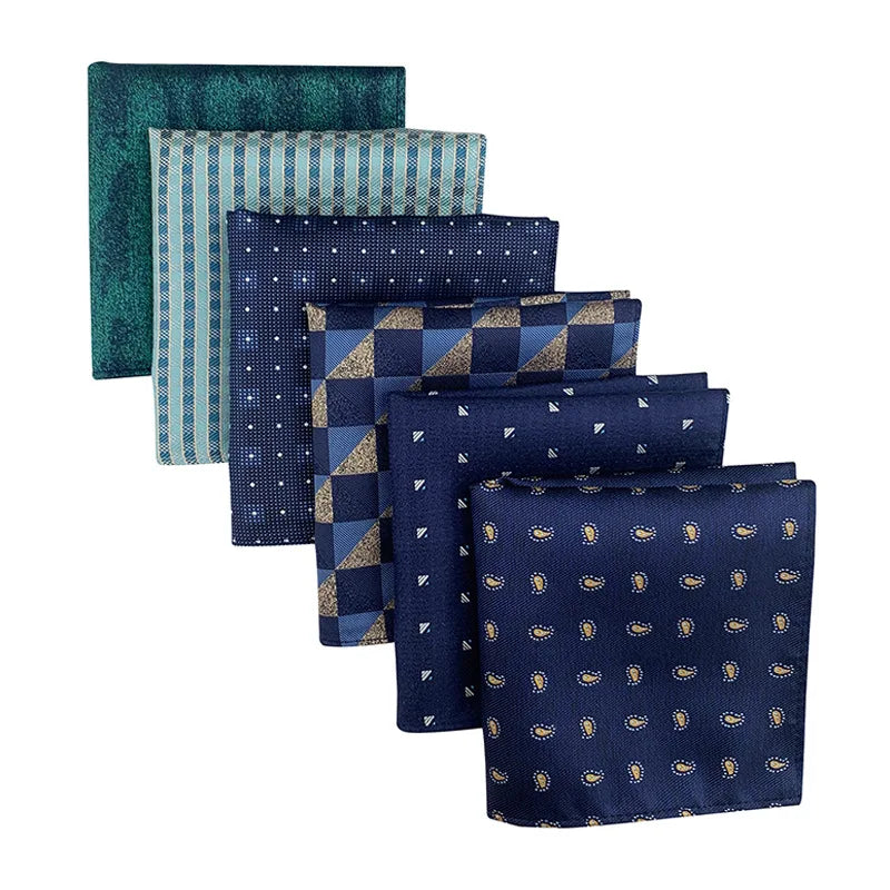 Navy Blue Gold Luxury Handkerchief 23*23CM Pocket Square for Men Suit China Bandana Handkerchief