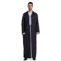 Men's Casual Saudi Arabic Thobe Long Sleeve Ramadan Dress Hood Loose Fit Middle East Islamic Robe Digital Feature Long Spring