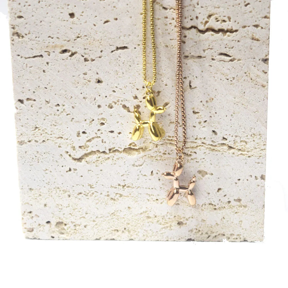 Fashion Titanium Stainless Steel Puppy Balloon Dog Pendant Necklace Charm Women  Choker Necklaces Jewelry