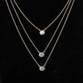 14K Gold with 4mm Double Rose Cut Moissanite  4mm Lab Diamond Gemstone Necklace