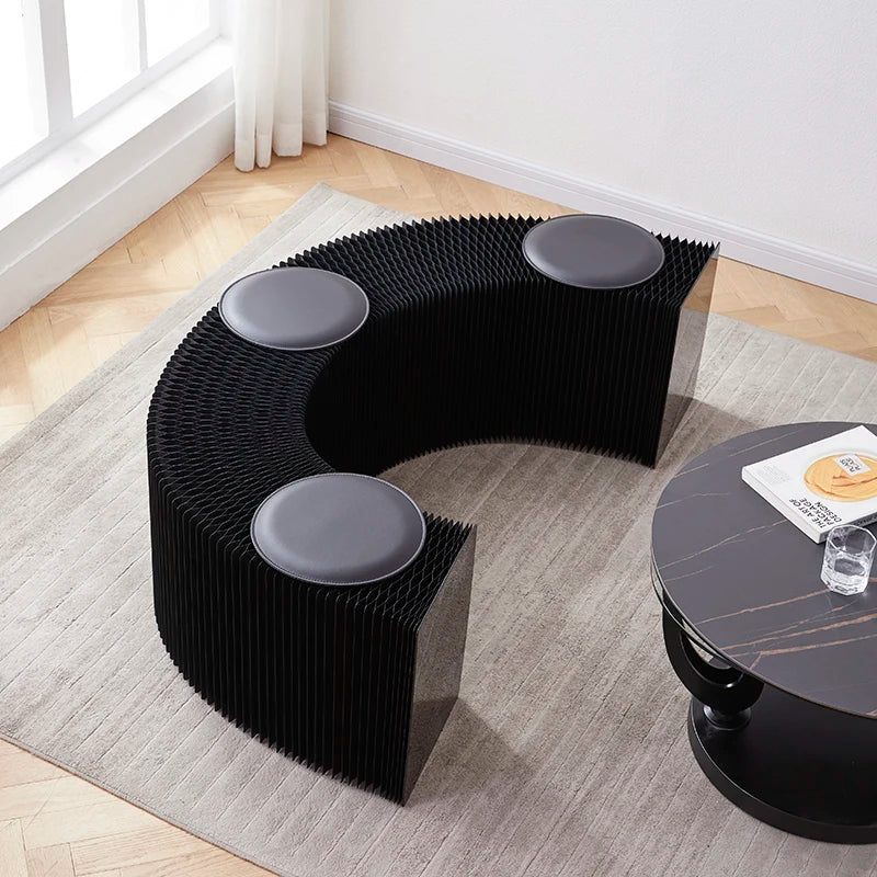 Wholesale Eco-friendly Honeycomb Paper 3 Seat Foldable Bench 28cm-50cm Extendable Square Shaped Modern Furniture Home Living