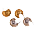2025 Trendy Gold Plated Stainless Steel Stud Earrings for Women Moon Design with Imitation Pearl and Diamond Fashion Jewelry
