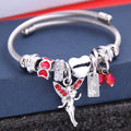 Stainless Steel Open Bracelet Colored Crystal with Diamonds DIY love Angel Charm  Bracelet for Girls Women