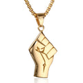 Trend Punk Style Men Gold Silver Fist Pendant Silver Stainless Steel Chain Necklace Jewelry