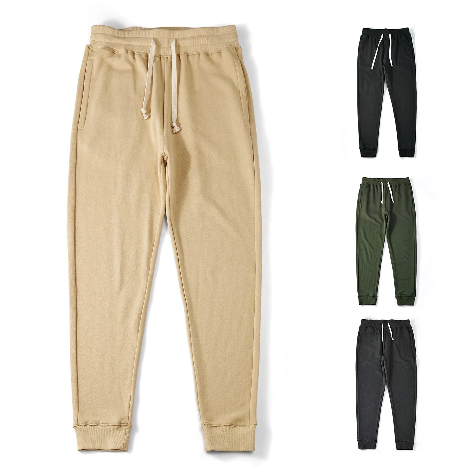 Wholesale Men's Joggers Casual Sweat Pants with Custom Embroidered Waistband Relaxed Fit Mid-Waist Drawstring Design for Men
