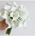 M294 Boho Wedding Decorative Artificial Calla Lily Bouquet Real Touch White Ivory Silk for Bridal Bridesmaid Call Lilies Flower