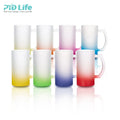 PYD Life New Hot Sale 16 oz 480 ml Sublimation Gradient Color Frosted Glass Beer Mug With Handle