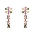 Charming Rose Gold Plated 925 Sterling Silver Natural Tourmaline Flower Drop Earrings for Women Fine Earrings