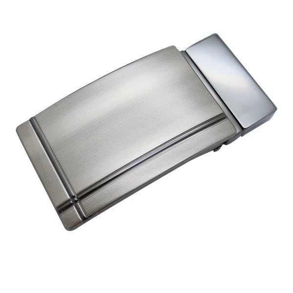 Mens Classy 35MM Steel Belt Accessory Laser Lines Hand-Craft Flat Twisting Buckle for Western Style PU Leather Belt