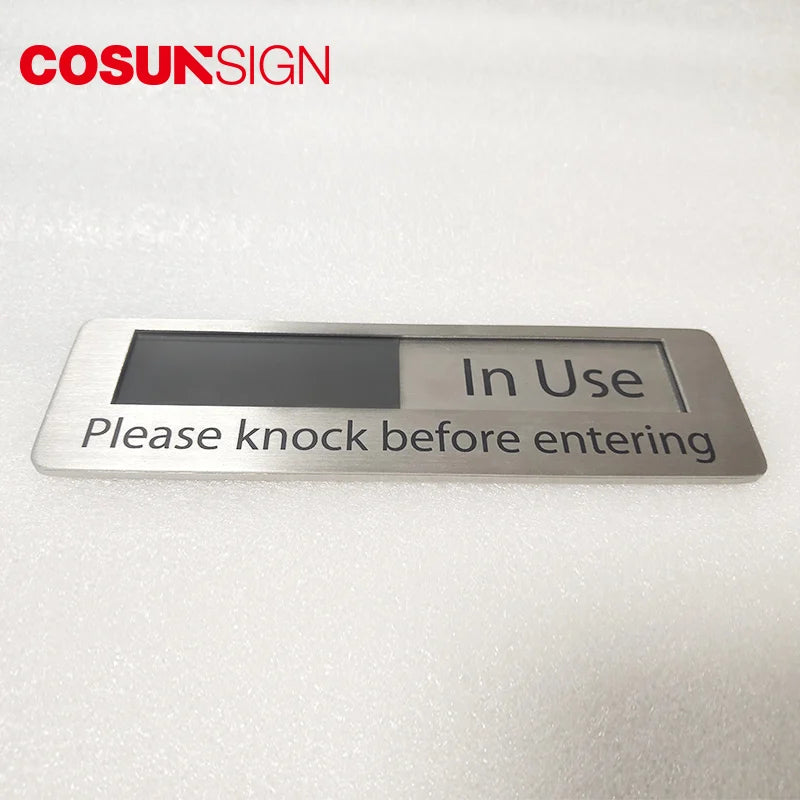COSUN Modern Stainless Steel Hotel Front Door Sign Metal Standing Welcome Plate with Sliding Feature 4mm Thick 3-Year Warranty