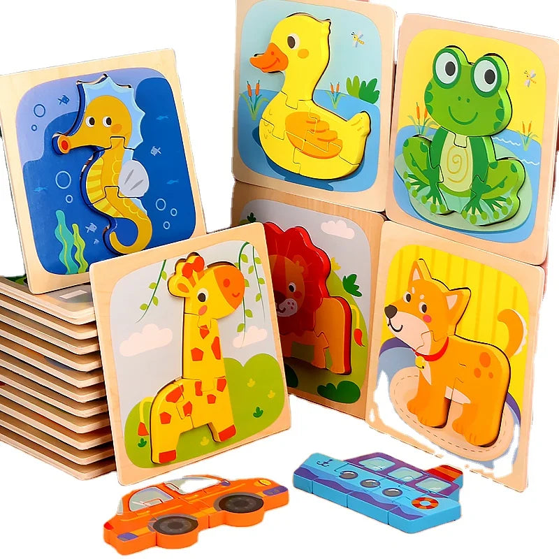 CPC CE EN71 3D Wooden Jigsaw Puzzle Game Mini Animal Toys Simple Puzzle