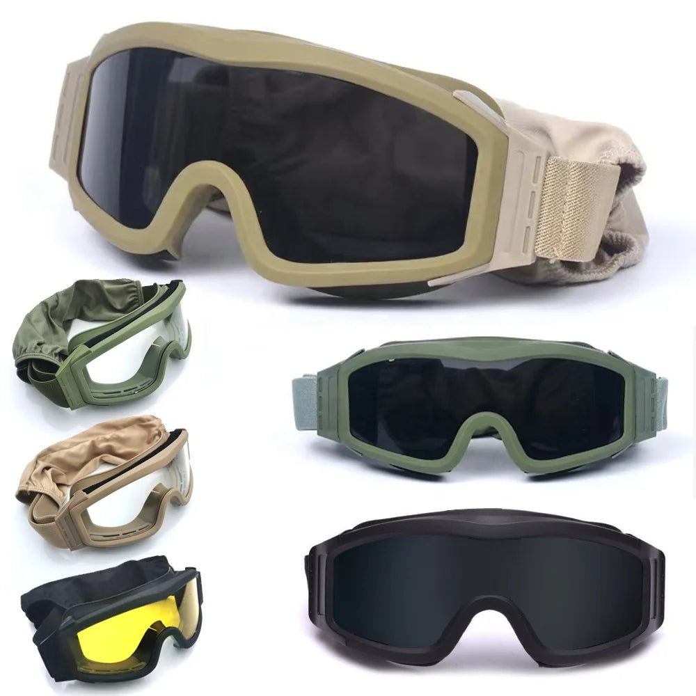 Motocross Eyewear Tactical Goggles 3 Lenses Outdoor CS Goggles Anti Impact Goggles Set