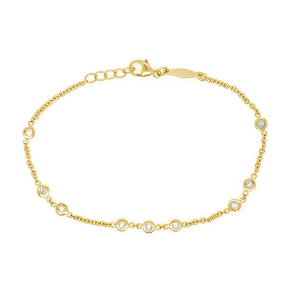 Nagosa MInimalist Wholesale  Women Jewelry 925 Sterling Silver 18K Gold Vermeil Bezel Set Round Zirconia Chain Bracelets