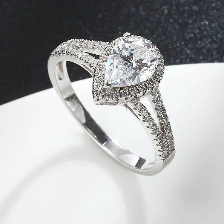 Classic 925 Sterling Silver Ring 3A CZ Cubic Zircon Wedding Rings Elegant Design Women CZ Diamond Ring