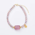 Cunyan Women's Natural Freshwater Pearl Beaded Choker Necklace Bracelet Set with Theme Stone Classic Style for Anniversaries