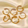 18K Gold Plated Stainless Steel Micro Inlay Zirconia Pearl Paved Fashion Piercings Jewelry Big Gold Hoop Earrings