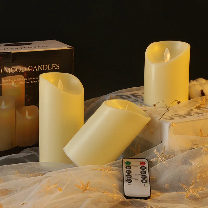 Flickering Battery-Operated LED Christmas Candle with 10-Key Remote Control Cycling Timer for Festivals Weddings Birthdays