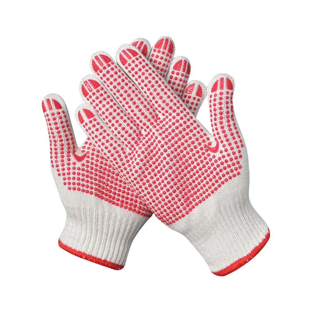 New Style  Red PVC Dotted Cotton Gloves Anti slip Double Sided Dotted Glove Stylish Garden Gloves