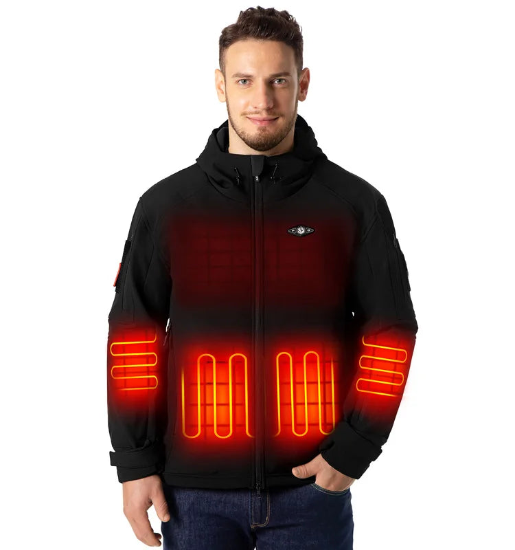 High Quality 16000mAh USB Rechargeable Heated Winter Jacket Men Waterproof Fabric Hooded Casual OEM Service Outdoor Powered