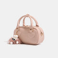 New Fashion Solid Color Women Bowling Bag High-end PU Leather Retro Small Messenger Bag Ladies Tote Purse Handbags
