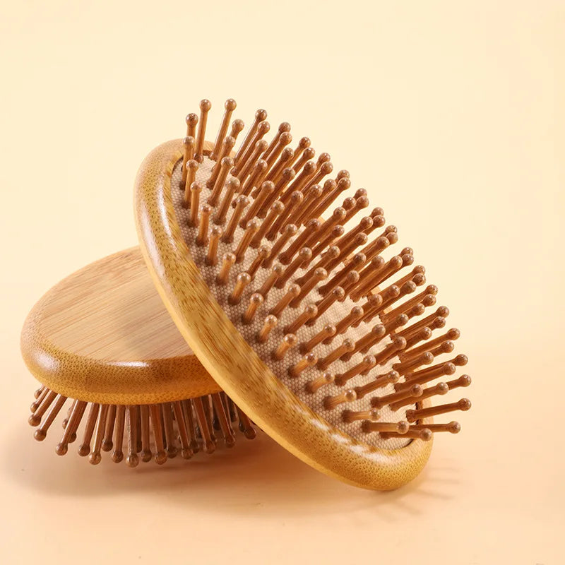 Bamboo Massage Hair Brush Oval Shape Eco-Friendly Natural Wooden Bristle Hair Care Comb Set Air Cushion Massage Hair Comb
