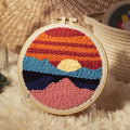Custom Easy Handmade Punch Art Kits Poke Embroidery Scenery Sunset Punch Needle Kits for Beginner With Tool