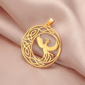 Stainless Steel Celtic Knot Amulet Charm Cute Phoenix Gold Plated Pendant Jewelry Accessories for Necklace Bracelet