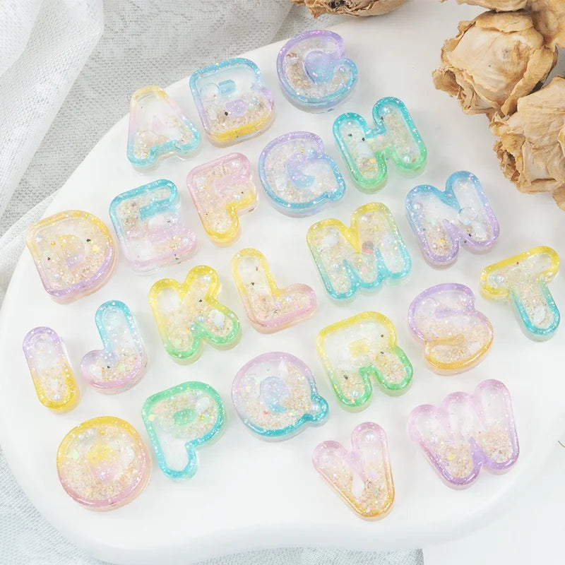 3D Alphabet Shaker Resin Mold Letter Quicksand Pendant Silicone Mold