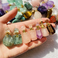 Natural Crystal Quartz Perfume Bottle Amethyst Empty Perfume Essential Oil Bottle Pendent