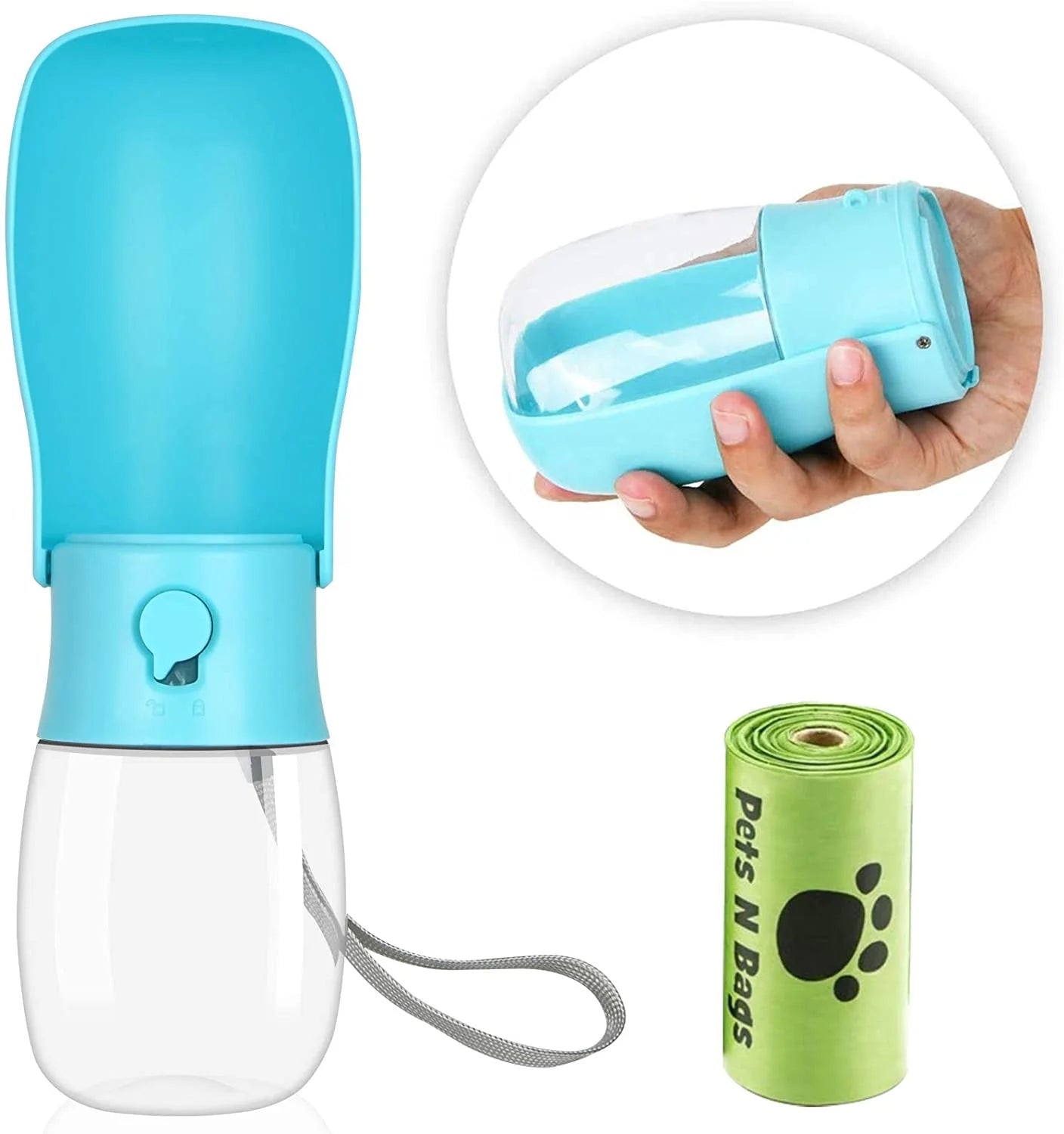 Dog Water BottleFoldable Dog Water Dispenser for Walking with Dog Waste BagPortable Dog Water Bottle for Travel