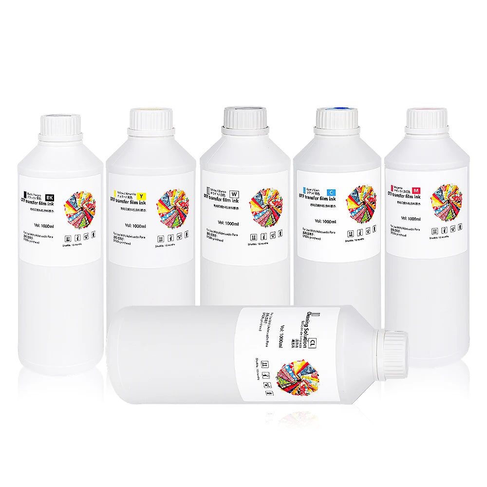 Xcellent No Clog Direct to Film White Ink CMYK Heat Transfer Printing 1000ML DTF Ink for DTF Printer