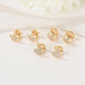 14K Gold Plated Micro Inlaid CZ Round Heart Star Shape Women Statement Earrings