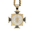 Fashion Fine Jewelry Men Charm Gold Plated Stainless Steel square Cross Pendant