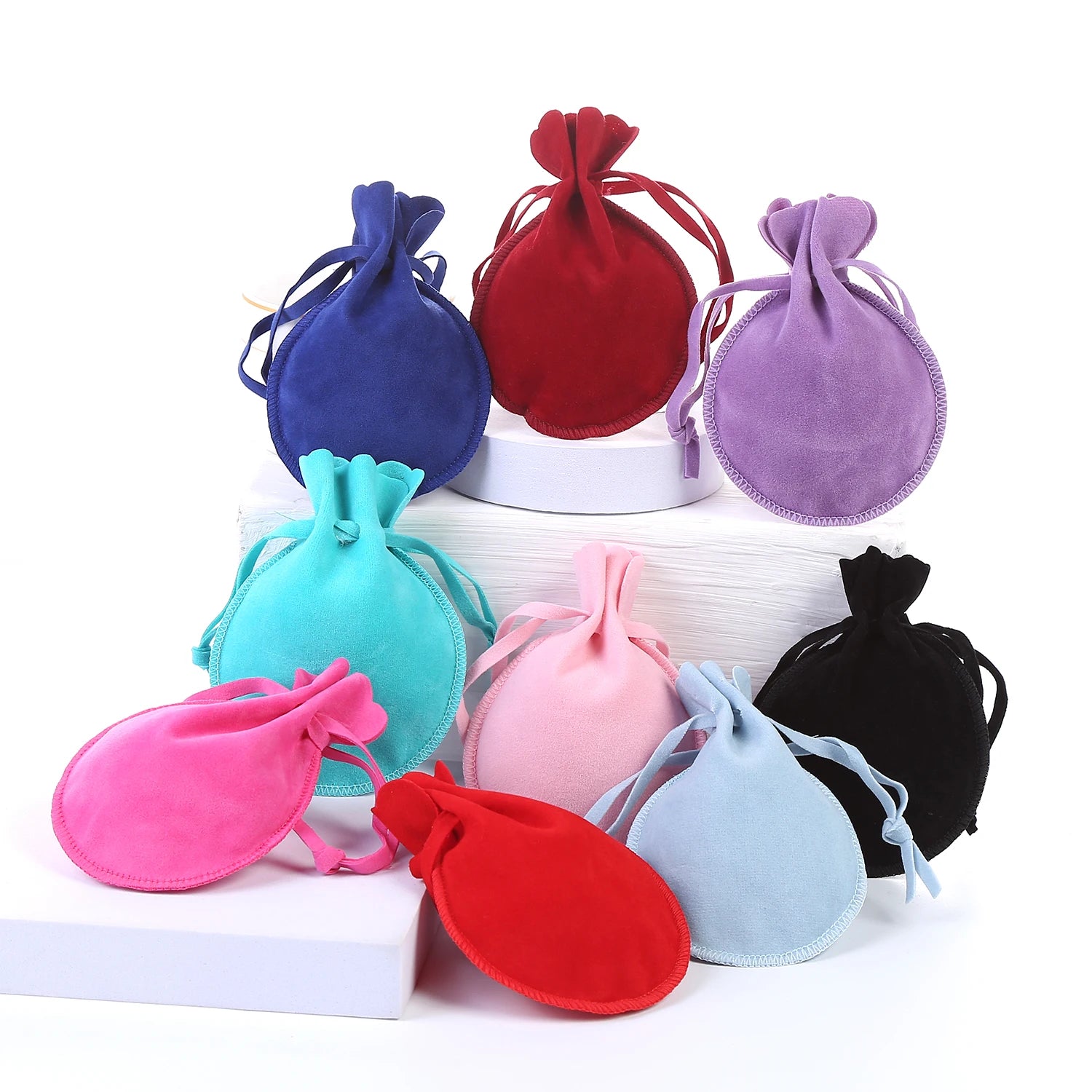 Custom Velvet Drawstring Pouches Logo Printed Jewelry & Gift Packaging Bags Multi-color Options Shopping Use 7*9cm