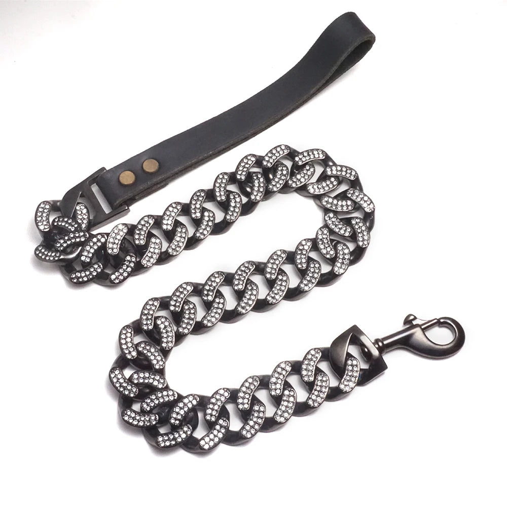 Customized Stainless Steel Diamond Dog Collar and Rhinestone Dog Chain for Big Dog