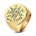 Viking Rings Wahyeh Magical Blessed Pentagram of Solomon Amulet Stainless Steel Punk Ring