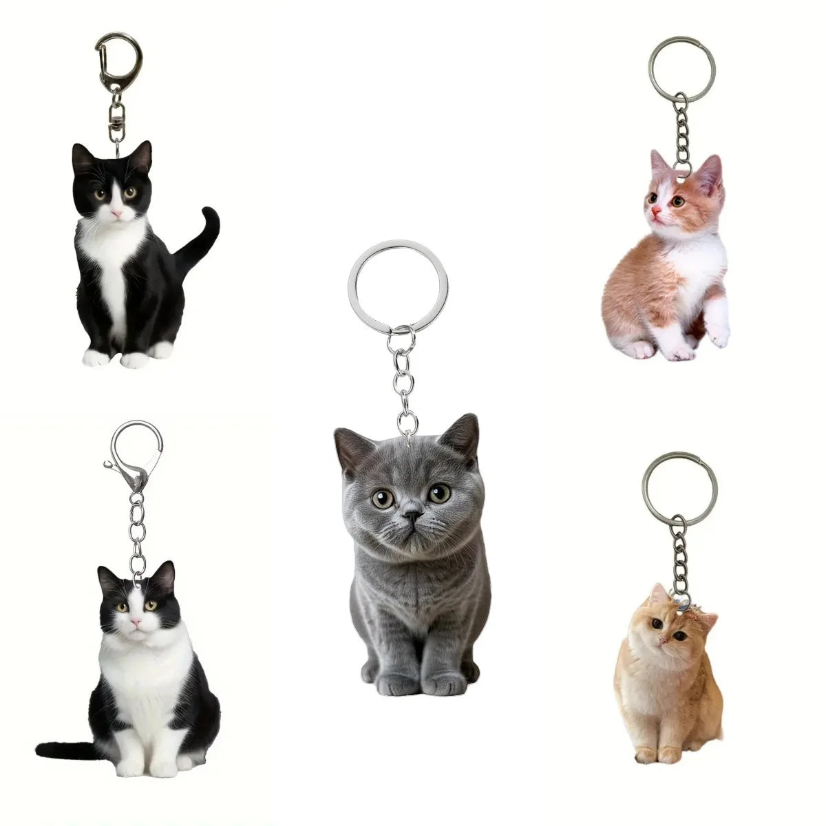 New Hot Selling Cute Animal Cute Acrylic Cat Keychain Charming Anime Cartoon Cat Acrylic Keychain Gift for Bag Accessories