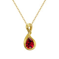 RINNTIN GMN40 Natural Stone Jewelry Garnet Necklace for Women 925 Sterling Silver Drop Water Shape Necklace Gemstone Jewellery