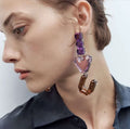 New Design ZA Word Letter LOVE Purple MultiColor Big Acrylic Resin Tassel Earrings for Women Holiday Party Jewelry Gift