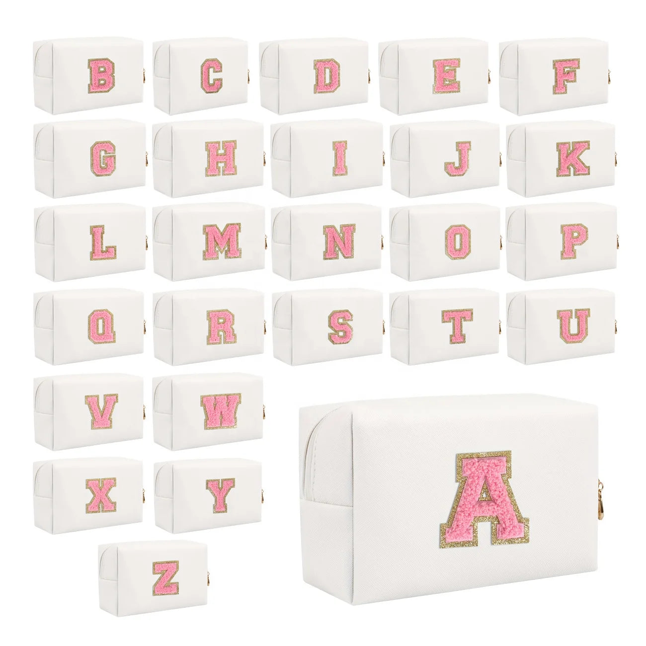 Custom Makeup Bag Personalized Initial Travel Bags Make up Pouch for Birthday Gift Waterproof Cosmetic Bag with Zipper Cute Case