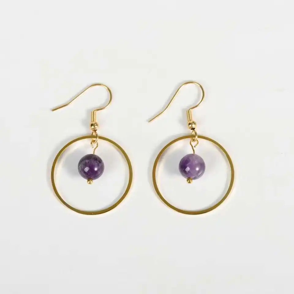 Women's Christmas Jewelry-Healing Natural Amethyst Pendant Earrings Statement Crystal Rose Quartz Moon Other Crystal Crafts