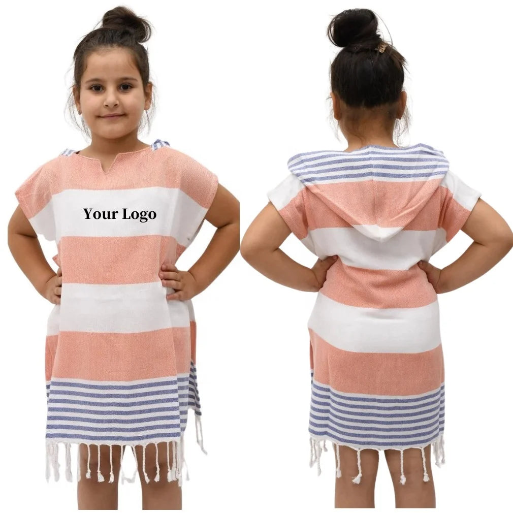 Wholesale  Quick Dry Sand Free Turkish Cotton Hooded Poncho Towel Beach Towel Robe for Kids Adults Bath