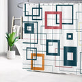 Geometric Pattern Polyester Bath Screen Waterproof Shower Curtain with 12 Pcs Hooks Digital Printed