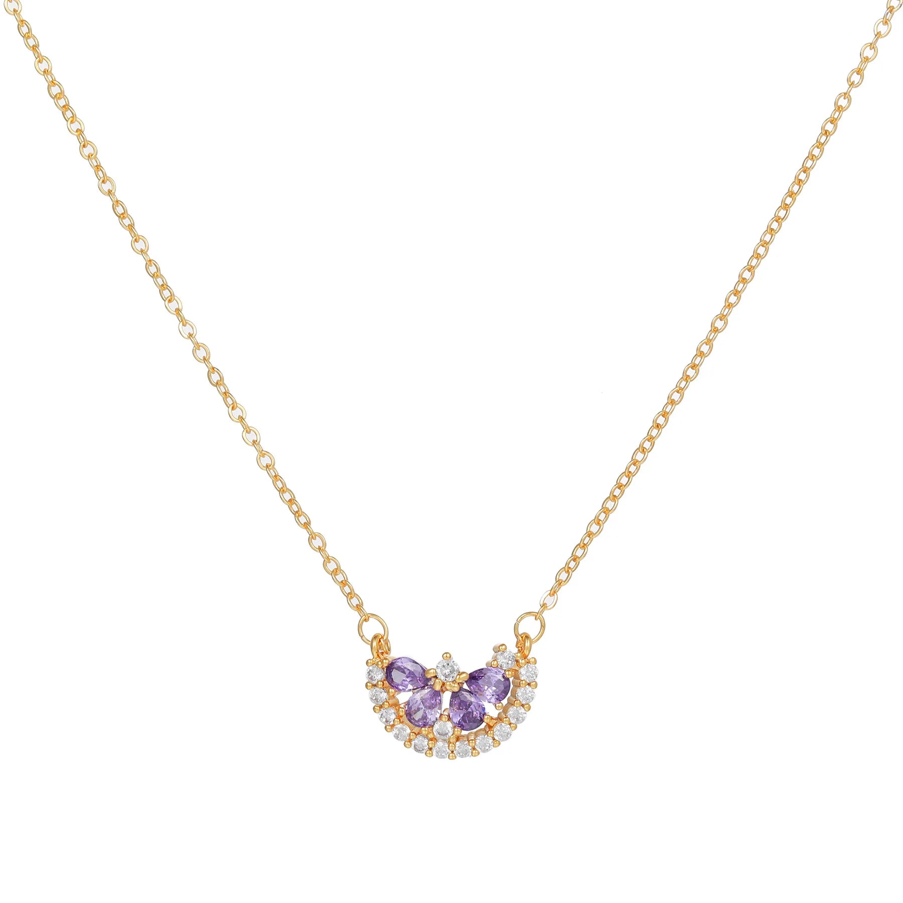 Summer Fresh Watermelon Fruit Necklace Copper Jewelry Wholesale 18K Gold Plated Necklace Color Zircon Pendant Necklace for Girls