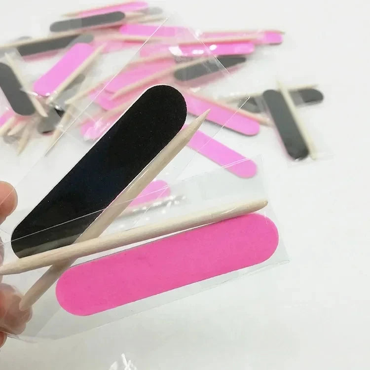 Factory Wholesale Manicure Set Colorful Mini Nail File and Wood Stick Set for Nail Sticker