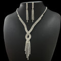 Versatile 3-Piece Bridal Wedding Jewelry Set Rhinestone Tassel Necklace Earring Necklace for Evening Dresses & Weddings