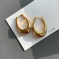 Factory Wholesale Oval Shaped Huggie Earrings Fashion Thick 18k Gold Stainless Steel Earrings
